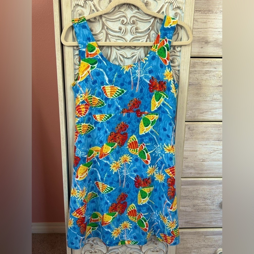 VTG 90s resort-wear made USA tropical colorful beach vacay swim suit coverup M - Picture 6 of 11